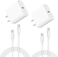 Phone 15 Charger [MFi Certified] 2 Pack 20W USB C Fast Wall Charger Block with 2 Pack 6 FT USB-C to C Cable for iPhone...